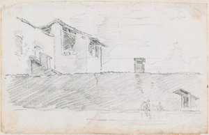 Tetti dietro un muro da Hubert Robert