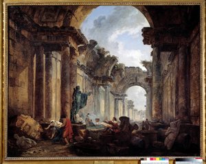 Veduta immaginaria della Grande Galerie du Louvre in rovina. Dipinto di Hubert Robert (1733-1808) da Hubert Robert