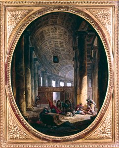 Interno del colonnato di San Pietro, Roma, al tempo del Conclave del 1769 da Hubert Robert