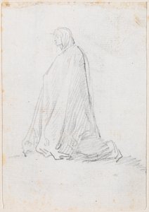Figura inginocchiata in un mantello con cappuccio da Hubert Robert