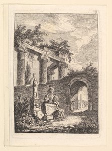 La Statua davanti alle Rovine da Hubert Robert