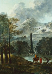 Paesaggio montuoso con obelisco da Hubert Robert