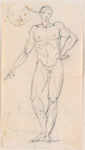 Statua di un Nudo Maschile con Mano sul Fianco da Hubert Robert