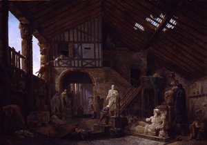 Atelier di un restauratore di antichità a Roma da Hubert Robert