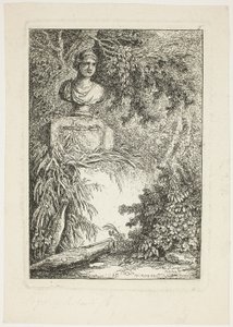 Il busto, tavola due da Le serate di Roma da Hubert Robert