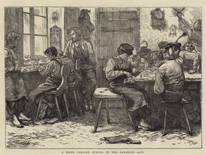 Una scuola di intaglio del legno nelle Alpi bavaresi da Hubert von Herkomer