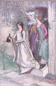"Entra Anne Page con vino, seguita da Mistress Ford e Mistress Page", illustrazione da 