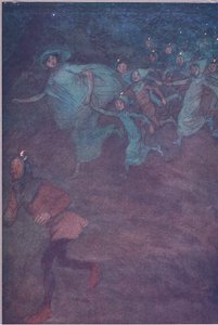 Entrano Sir Hugh Evans, Anne Page e gli altri, illustrazione da Le allegre comari di Windsor, 1910 da Hugh Thomson