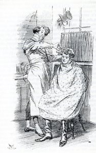 Franz Churchill che si fa tagliare i capelli