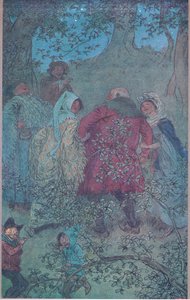 Ora, buon Sir John, come vivono le vostre mogli di Windsor, illustrazione da Le allegre comari di Windsor, 1910 da Hugh Thomson