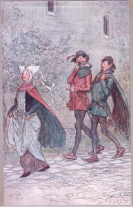 Quando la signora Bridget perse il manico del suo ventaglio (illustrazione da Le allegre comari di Windsor, 1910) da Hugh Thomson