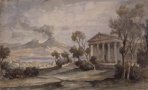 La Villa Saliceti, Napoli sotto e il Vesuvio in lontananza