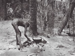 Africa: Nuer che cucina carne di coccodrillo da Hugo Adolf Bernatzik