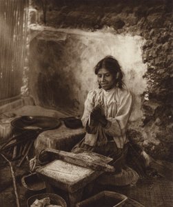 Messico: Cottura delle tortillas di mais (foto b/n) da Hugo Brehme