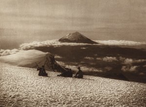 Messico: Iztaccihuatl con vista da Popocatepetl (foto b/n) da Hugo Brehme