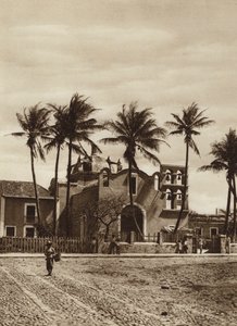 Messico: Vera Cruz, chiesa con campanile (foto b/n) da Hugo Brehme