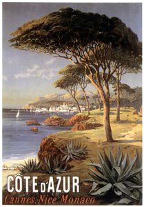 Poster pubblicitario della Costa Azzurra - Cannes, Nizza, Monaco, c. 1900