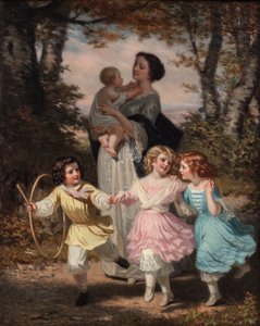 Madre e figli, c.1840-80 da Hugues Merle