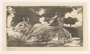 Zebu sdraiato da Huib Luns (signed by artist)