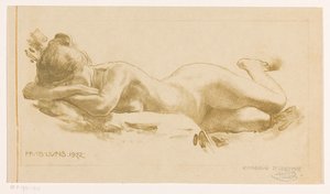 Donna nuda sdraiata in avanti