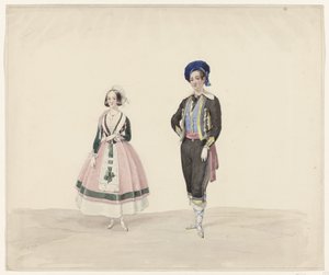 Uomo e donna in costume storico, 1841