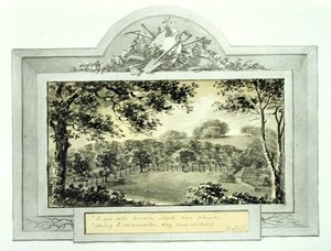 (dopo) vista dei giardini, dal Red Book per Antony House, c.1812 da Humphry Repton