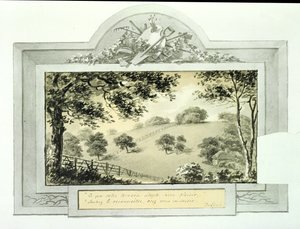 (prima) vista dei giardini, dal Red Book per Antony House, c.1812 da Humphry Repton