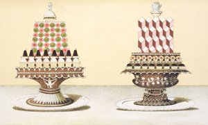 Progetto per la presentazione di dessert, illustrazione da un libro di cucina ungherese sulla cucina francese, c.1880 da Hungarian School