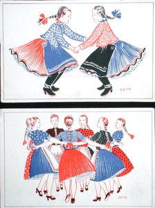 Cartoline raffiguranti danze tradizionali ungheresi, c.1947-48