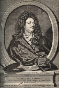 Ritratto di Charles de La Fosse (1636-1716) pittore francese - incisione di Dumchange di H. Rigaud da Hyacinthe (after) Rigaud