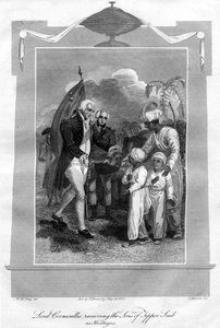 Lord Cornwallis 1738-1805 riceve i figli di Tippoo Saib come ostaggi, 1816 da I. Brown
