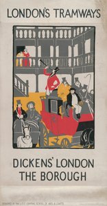 Londra di Dickens - Il Borough, manifesto del London County Council LCC Tramways, 1923