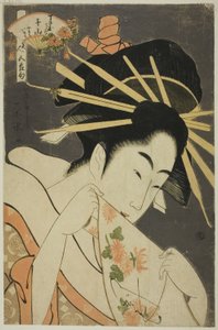 La cortigiana Senzan del Chojiya, dalla serie "Bellezze dei Cinque Festival (Bijin gosekku)"