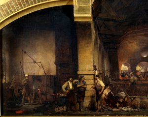 Metallurgia: La grande forgia di Fourchambault (dettaglio) da Ignace Francois Bonhomme