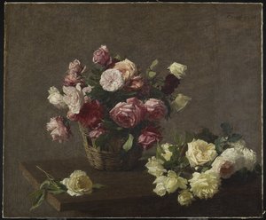 Rose in un cesto da Ignace Henri Jean Fantin Latour