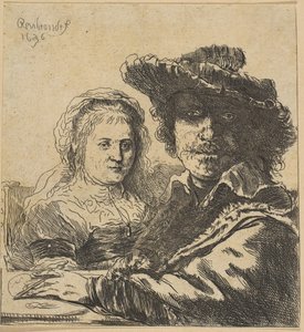 Rembrandt e sua moglie copia da Ignace Joseph de Claussin
