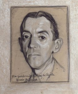 Ritratto di Ramon Perez de Ayala (1888-1962) scrittore e giornalista spagnolo – disegno – generazione del 1914 da Ignacio Zuloaga