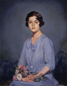 Lucia (ritratto di giovane seduta con fiori in mano)