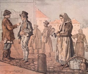 Venditore di latte di strada Dalla serie Questi sono i nostri popoli, 1842 da Ignati Stepanovich Shchedrovsky