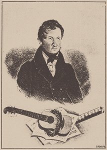 Ritratto del compositore e chitarrista Mikhail Timofeyevich Vysotsky 1791-1837 da Ignatov