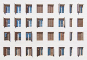 Facciata con finestre geometriche da Igor Bakotic