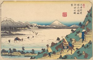 Lago Suwa dal Passo Shiojiri, ca. 1835 da Ikeda Eisen