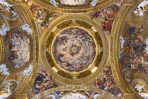 Paradiso che loda Gesù e i pennacchi con Profeti, Evangelisti e Dottori della Chiesa