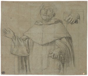 Un santo domenicano, forse San Pietro Martire, mezzo busto, con un libro da Il Sassoferrato