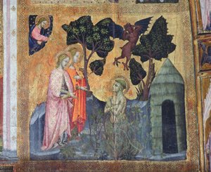 San Francesco si getta nei rovi spinosi, affresco dalla Porziuncola, 1393 da Ilario da Viterbo