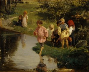 Bambini che pescano, 1882 da Illarion Mikhailovich Pryanishnikov