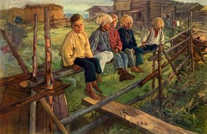 Bambini su una recinzione da Illarion Pryanishnikov