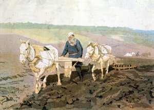 Conte Tolstoj che ara - secondo il dipinto di Repine
