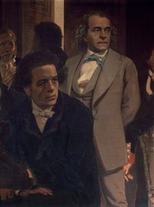 Anton Grigoryevich Rubinstein (1829-94) e Alexander Nikolayevich Serov (1820-71), da Compositori slavi, 1890s (dettaglio)