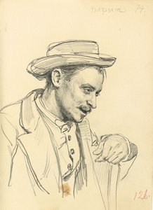 Uomo con cappello di profilo, c. 1872-1875 da Ilya Efimovich Repin